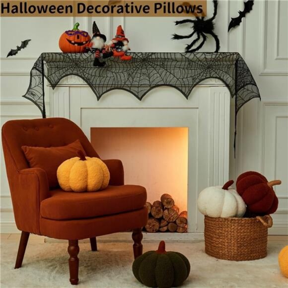 Pumpkin Pillow, 2 Pcs Halloween Pumpkin Throw Pillow 11.8 x 6 Inch - Picture 5 of 7